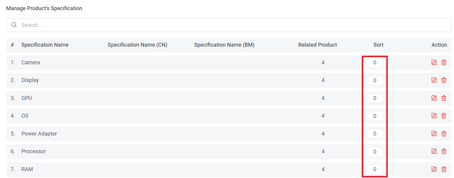 How to Manage Product Specification (Add, Edit, Delete, Sort) | Picture 10