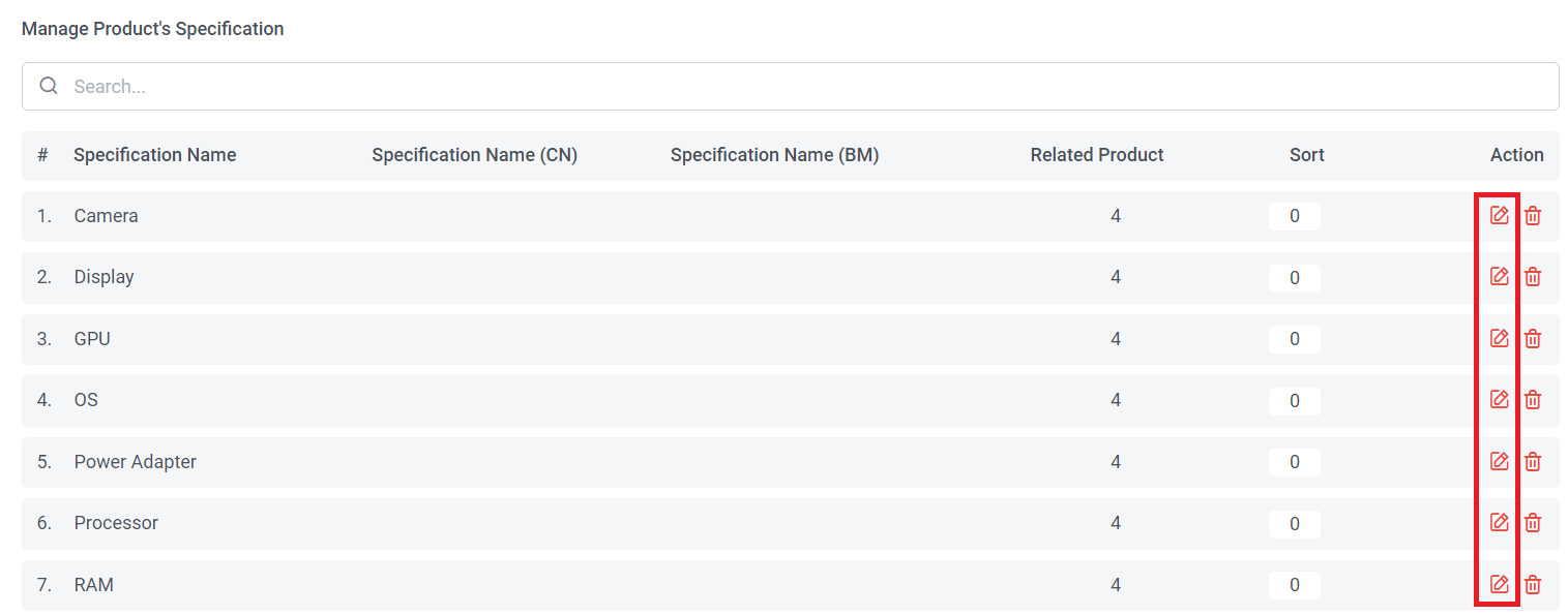 How to Manage Product Specification (Add, Edit, Delete, Sort) | Picture 7