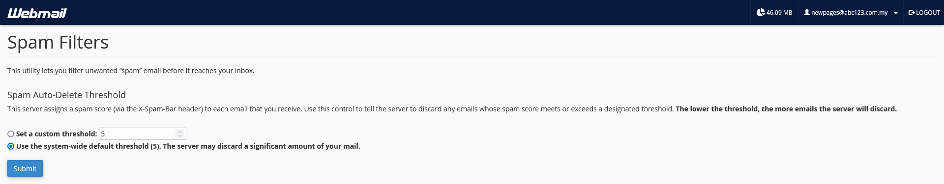 Adjust Spam Score Through Webmail | Picture 3