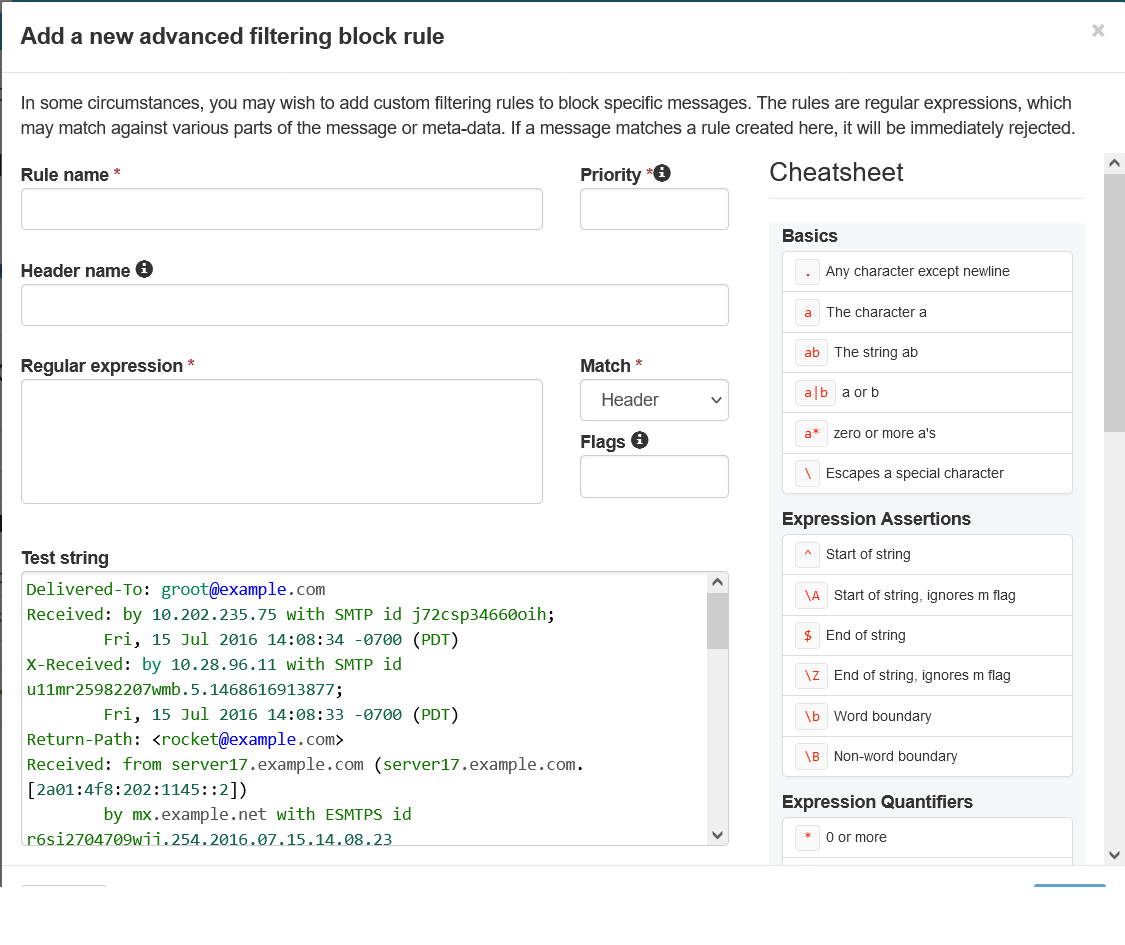 View Incoming Block list Filtering Rules | Picture 1