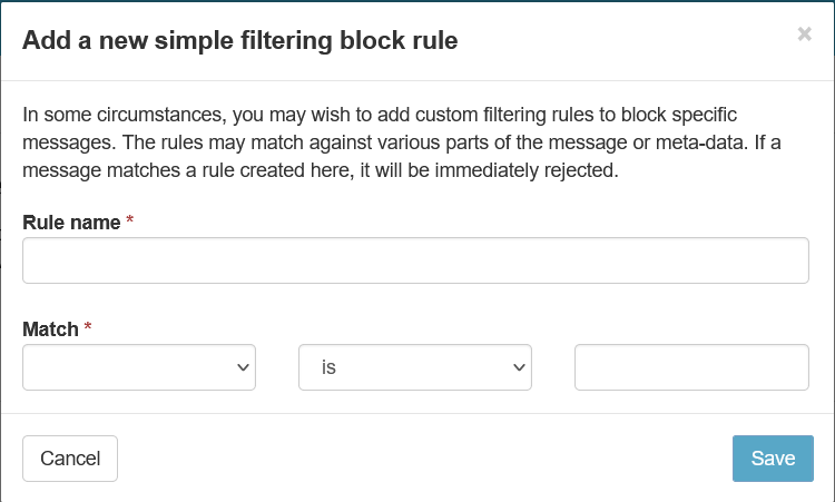 Add an Incoming Block list Filtering Rule | Picture 1