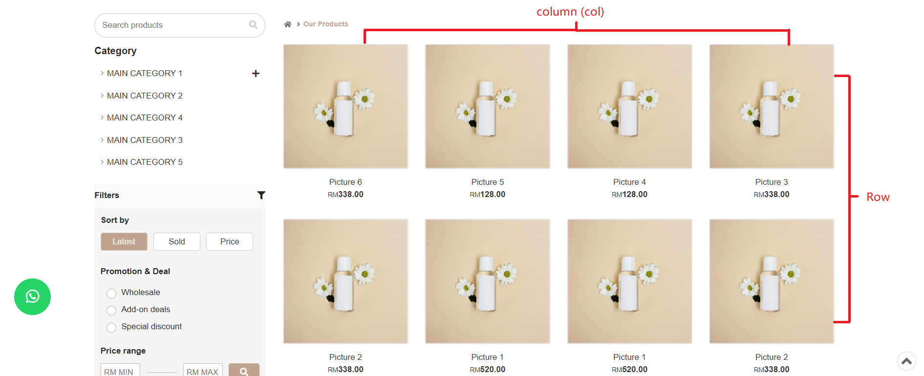 How to Adjust Product Row and Column  | Picture 1